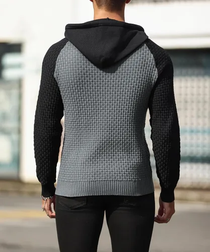 Miniatura 3 de Zaitun - Sudadera de punto con capucha para hombre, de manga larga, color liso, suéter con capucha