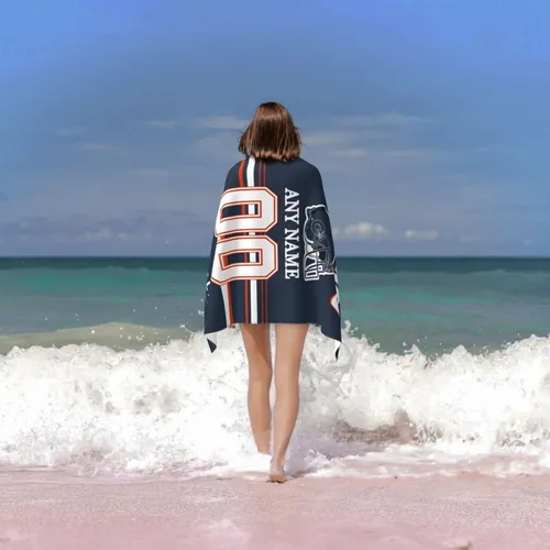 Miniatura 4 de Toallas de playa Chicago personalizadas, toalla de playa con número de nombre, toalla de baño suave personalizada, manta de playa, regalo