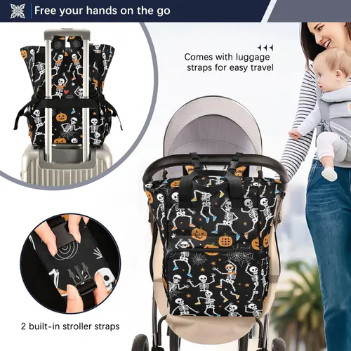 Miniatura 4 de MNSRUU Bolsa de pañales Cráneo Bolsa de pañales Mochila Bolsa de pañales de viaje para bebé Bolsas cambiantes de bebé grande, cute 66, Talla única
