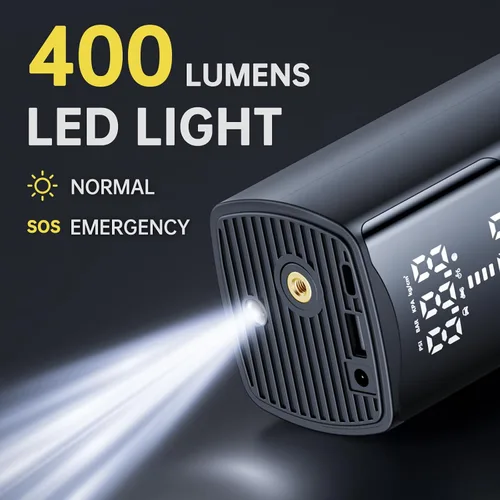 Miniatura 5 de Inflador de neumáticos, compresor de aire portátil, bomba de aire de 150 PSI con motor ultra fuerte 5 veces velocidad de inflado rápida. Batería