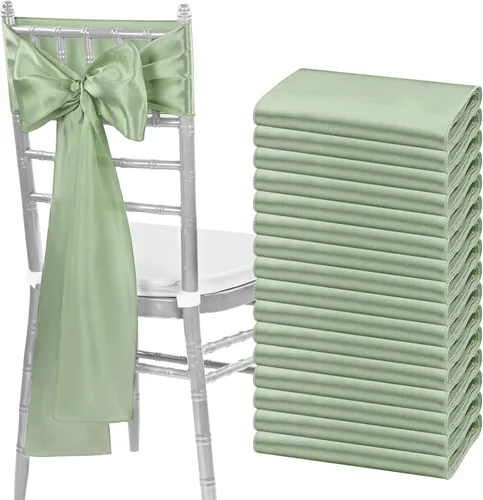 Miniatura 24 de fani 60 cintas de satén negras de 7 x 108 pulgadas para silla, fundas universales para silla, bodas, fiestas de cumpleaños, celebraciones, hoteles