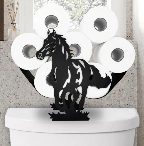 Miniatura 19 de Lindos soportes de papel de oveja, soporte de papel higiénico de metal negro, organizador decorativo de almacenamiento de papel higiénico