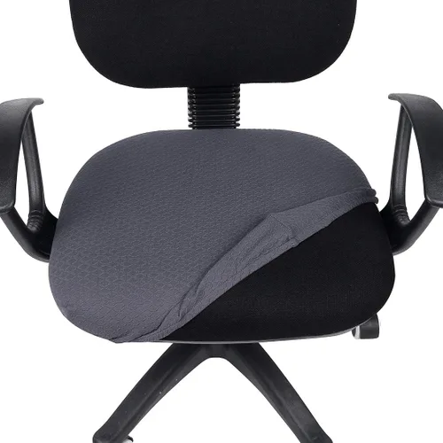 Miniatura 4 de Smiry - Fundas de asiento elásticas para silla de oficina con estampado jacquard, desmontables, lavables, antipolvo, para silla de escritorio, Gris