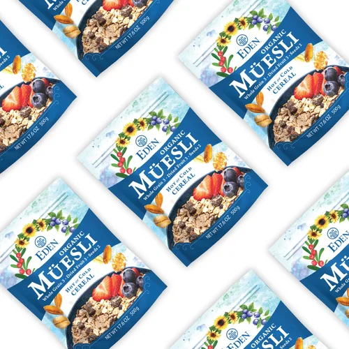 Miniatura 6 de Eden Cereal Muesli Orgánico, Cómelo Caliente o Frío, Copos de Avena, Centeno, Trigo y Espelta, Pasas, Arándanos Rojos, Arándanos Azules Silvestres