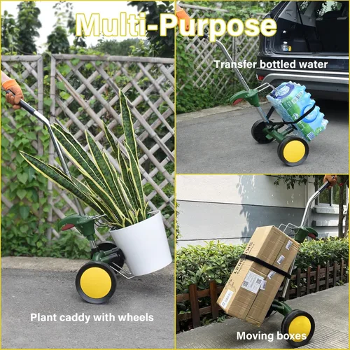 Miniatura 5 de Carrito para Plantas Rodante con Ruedas Resistente, Brazo de Agarre Ajustable Rodillos para Plantas de Exterior, Se Adapta a Macetas de 8" a 30