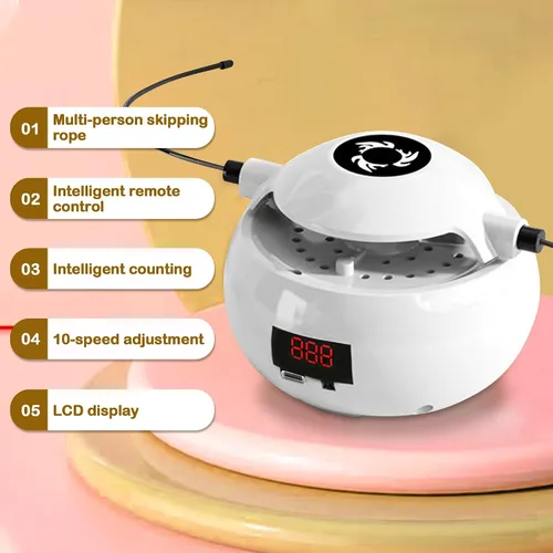 Miniatura 5 de Máquina de cuerda de saltar inteligente manos libres, cuerda de saltar automática para niños y adultos, 10 niveles de velocidad, contador LCD