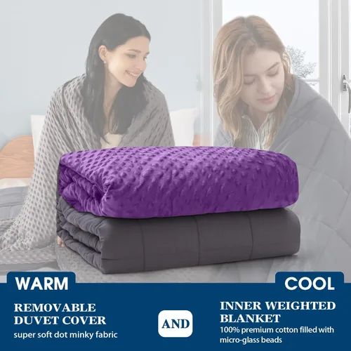 Miniatura 32 de Yescool - Manta con peso para adultos (15 libras, 60 x 80 pulgadas, azul), manta de enfriamiento pesada para dormir, 140-160 libras, manta