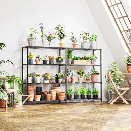 Miniatura 5 de IZEUK Estantes de Almacenamiento Conectados, Unidad de Estantería Metálica Ajustable DIY de Servicio Pesado para Esquina, Ideal para Cocina, Garaje