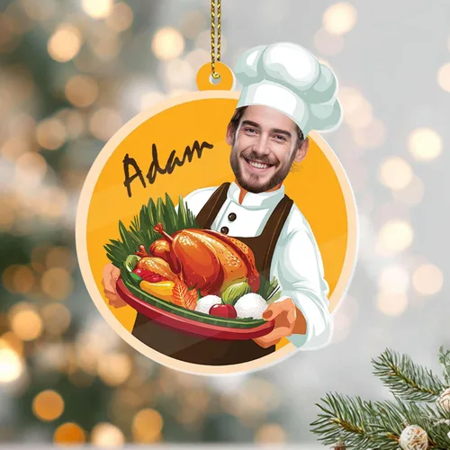 Miniatura 20 de Adorno acrílico en forma de cámara 2D, nombre personalizado y foto colgante de Navidad para fotógrafo, adorno de marco de fotos retro personalizado