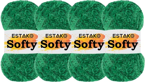 Miniatura 15 de Estako Softy 100% Poliéster Esponjoso Suave Grueso Peso #5 Hilado para Crochet y Tejido 3.52 oz (100 gr) 98 Yds (90 m) (9110 - Blanco)