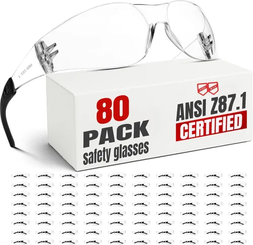 Miniatura 10 de Gafas de seguridad transparentes, paquete de 12, gafas de seguridad para hombres y mujeres (certificado ANSI Z87.1), gafas de seguridad Z87 a prueba