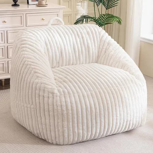 BYBYME Silla Puf Gigante para Adultos y Niños, Puf Grande Cómodo y Acogedor, Sofá de Piso para Adolescentes, Sala de Estar, Juegos, Lectura, Beige