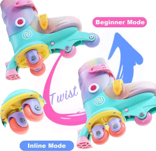 Miniatura 2 de JajaHoho Roller Skates for Kids, Adjustable Convertible 2-in-1 Skates, Age 3-7,Junior Size 7-12, Tri-Wheels to Inline Skates, Light up Wheel, Inline