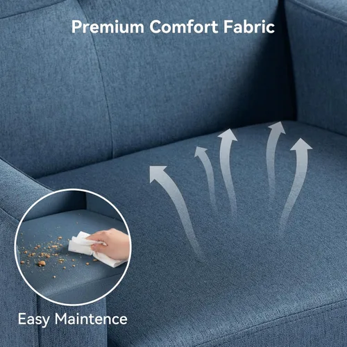 Miniatura 8 de Silla Accent de mediados de siglo, silla moderna de tela con estructura de madera, sillón acogedor para lectura con respaldo cómodo
