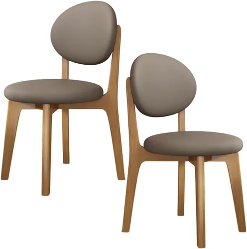 Miniatura 24 de YVYKFZD Juego de sillas de comedor, sillas de cocina de madera maciza, silla de comedor de granja con respaldo curvo, silla tapizada de cuero
