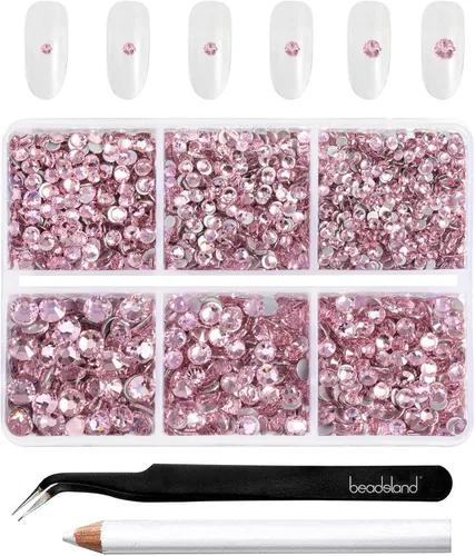 Miniatura 11 de BEADSLAND 4300 piezas de diamantes de imitación con parte plana, diamantes de imitación transparentes para uñas, gemas de cristal redondas