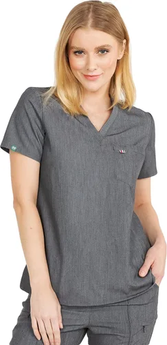 Miniatura 11 de Mediclo Sal Essential - Camiseta médica para mujer, respetuosa con el medio ambiente, sostenible, con cuello en V, bolsillo en el pecho, ropa