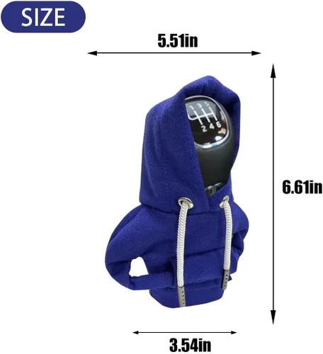 Miniatura 2 de JOYCOURT Funda para palanca de cambios de automóvil, sudadera con capucha de moda, funda para perilla de palanca de cambios cálida para invierno Azul