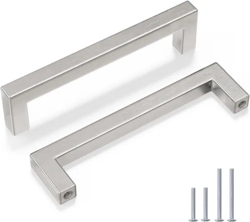Miniatura 31 de Goldenwarm 1 paquete de manija cuadrada negra para cajones de gabinete de barra, de acero inoxidable, herrajes modernos para gabinetes de cocina