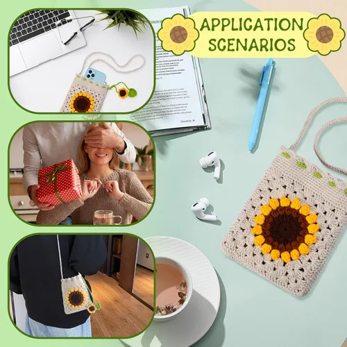 Miniatura 7 de Fedmut Kit de ganchillo para principiantes, kit de inicio de ganchillo Phonebag con tutoriales en video e hilos, gancho, accesorios