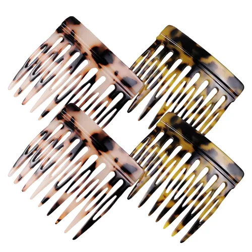 Miniatura 9 de 4 peines laterales de pelo francés para mujer, moño pequeño trenzado, clips de sujeción fuertes para moño (4 colores)