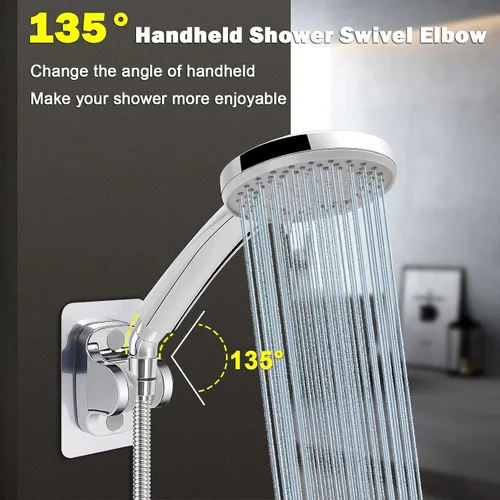 Miniatura 5 de NearMoon Adaptador de codo de ducha para cabezal de ducha, latón macizo de 45 ° G1/2 macho a hembra, conector de extensión de brazo de ducha, cromo