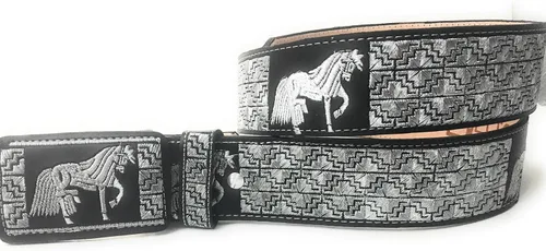 Miniatura 5 de CINTO CHARRO BORDADO. CINTO CHARRO BORDADO. CINTO VAQUERO PLATEADO