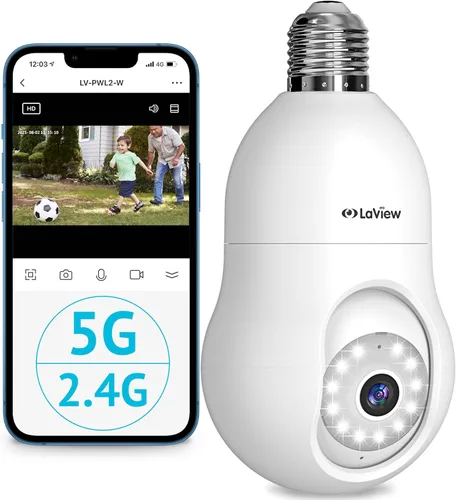 Miniatura 11 de LaView Cámara de seguridad con bombilla celular 4G LTE, cámaras de seguridad de 360° 2K inalámbricas para exteriores e interiores, 4MP a todo