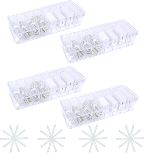 4 unidades, organizador de almacenamiento de cables, con 40 correas, organizador de almacenamiento de cables, organizador de cargador, caja