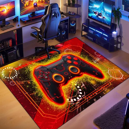 Alfombra de juegos para habitación de niños - Alfombra de área amarilla temática de juegos para dormitorio de niños, decoración de habitación