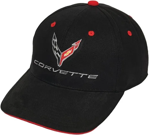 Sombrero de contraste estructurado C8 Corvette, Negro, Talla única