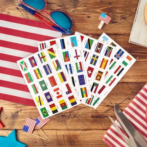 Miniatura 3 de Hooqict 960 calcomanías de bandera mundial, 192 banderas de países del mundo, mini banderas de pasaporte, calcomanías para viajes, mapas, equipaje