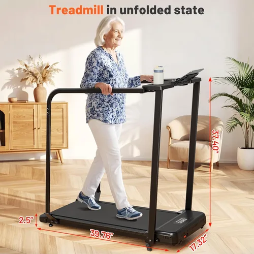 Miniatura 8 de Walking Pad Treadmill for Seniors with Handrails - Treadmills with Incline for Seniors at Home, Recovery Walking Machine with Remote Control, LED