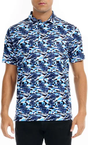 Miniatura 38 de DEOLAX Camisa de golf para hombre, con estampado de moda, atlética, de manga corta, clásica, casual, ajuste seco, suave, para hombres