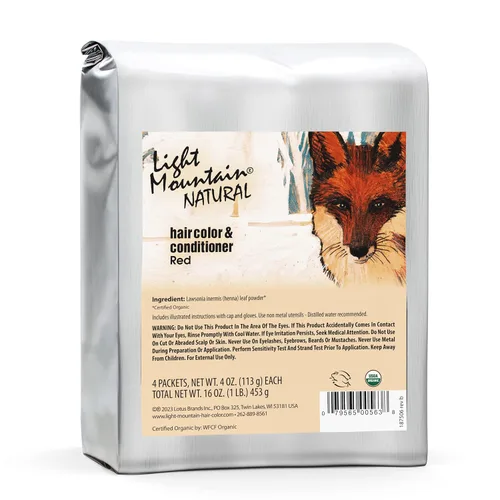 Miniatura 10 de Light Mountain Henna & Conditioner - Tinte para el cabello castaño rojizo para hombres y mujeres, polvo orgánico de hoja de henna y botánicos, sin