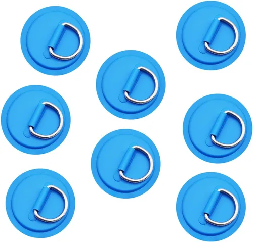 Miniatura 8 de JuneKooler - 8 piezas de anillos en D de acero inoxidable para barco inflable, parche de anillo en D de sup, parche de anillo D para kayak, parche