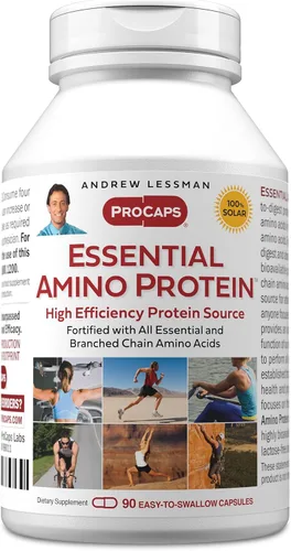 ANDREW LESSMAN Essential Amino Protein 90 Cápsulas - Una fuente de proteína altamente biodisponible con aminoácidos esenciales y de cadena