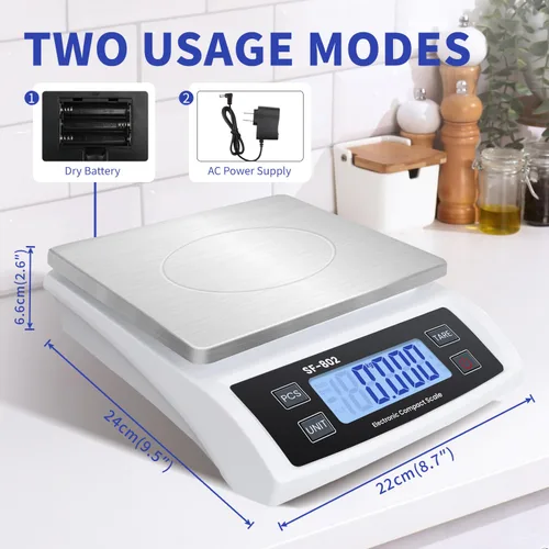 Miniatura 3 de Gran báscula digital de cocina 30 kg/66 lb báscula de alimentos para hornear y cocinar báscula de pan de acero inoxidable con pantalla LCD escalas