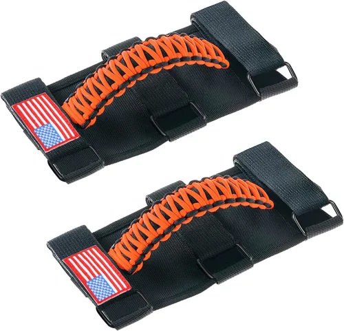 Miniatura 30 de Savadicar Paquete de 4 Asas de Agarre de Barra Enrollable Compatible con 1955-2023 Jeep Wrangler CJ YJ TJ JK JL 4XE & Gladiator JT, Soporte de Negro