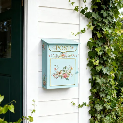 Miniatura 5 de Buzón vintage de montaje en pared para exteriores, buzones pequeños para casa exterior de metal, estilo antiguo, dije nostálgico para decoración