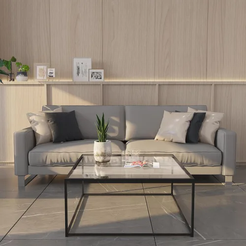 Miniatura 9 de Mesa de café de vidrio moderna, mesa central minimalista, mesa de café para sofá y bandeja lateral para té para sala de estar, parte superior