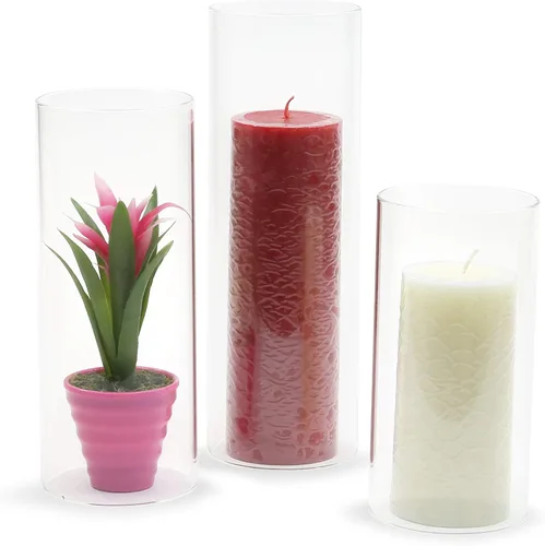 Miniatura 7 de WGVI Funda para portavelas Hurricane, ancho de 2 pulgadas, altura de 12 pulgadas, portavelas cilíndrico de vidrio transparente, tubo de chimenea