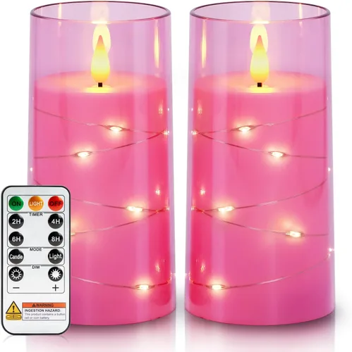 Miniatura 13 de Homemory Velas sin llama con luces de hadas de cadena de estrellas incrustadas, velas que funcionan con pilas, velas LED, velas falsas con control