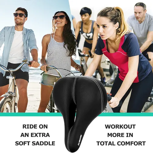 Miniatura 7 de DAWAY Asiento de bicicleta cómodo para hombres y mujeres - Asiento de bicicleta acolchado con espuma viscoelástica suave, repuesto de sillín