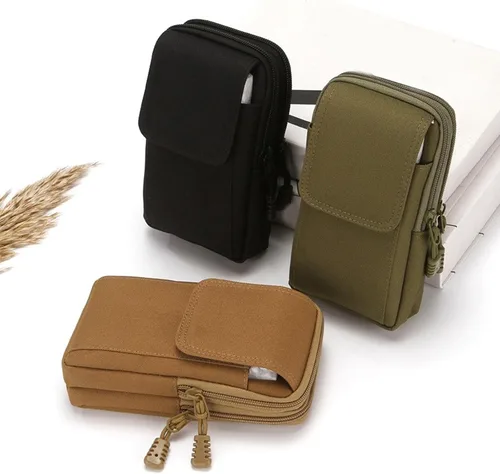 Miniatura 7 de Bolsas verticales para teléfono con cinturón de tela Oxford para hombre, bolsa de almacenamiento con múltiples compartimentos, para viajes casuales