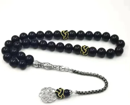 ALBASHAN Rosario de ágata negra natural Musulmán Tasbih regalo islam misbaha Man's Onxy cuentas de oración 33 45 66 99 cuentas de piedra Rosario