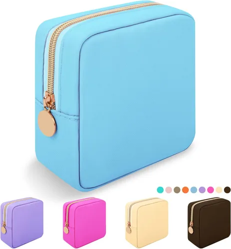 Miniatura 41 de Iqimott Bolsa Grande de Maquillaje de Nylon para Viaje, Bolsa de Cosméticos Preppy Grande Organizadora de Maquillaje de Nylon Bolsa de Artículos