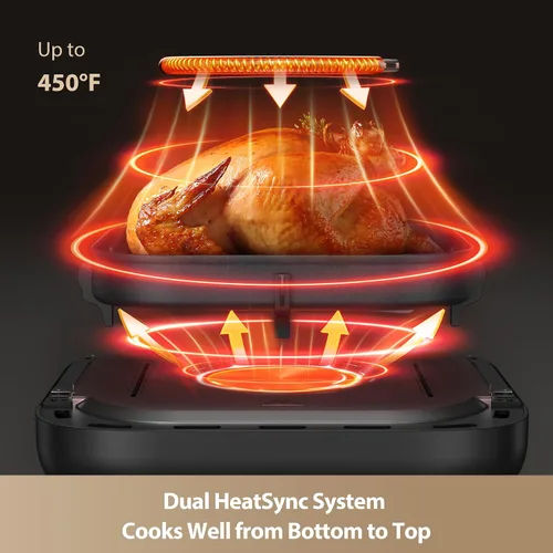 Miniatura 3 de Mova Freidora de aire FD10Pro, freidora digital grande de 6.3 cuartos de galón con ventana visible, 11 modos de cocción preestablecidos, sistema