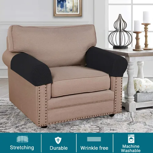 Miniatura 2 de Turquoize Fundas elásticas para reposabrazos para sillas y sofás, fundas para reposabrazos de sofá de elastano y jacquard, protector de muebles