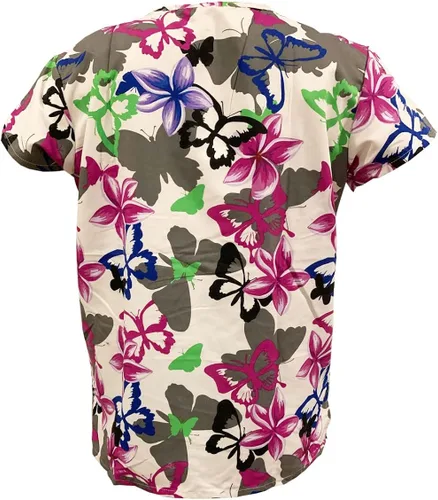 Miniatura 2 de Top médico con cuello en V para mujer, microfibra ultra suave al tacto, unicornio floral, S-3XL